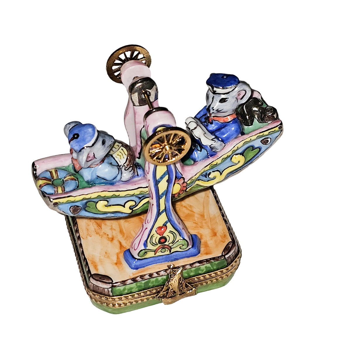 Mice on Carnival Ride Limoges Box, a hand-painted Limoges porcelain gift