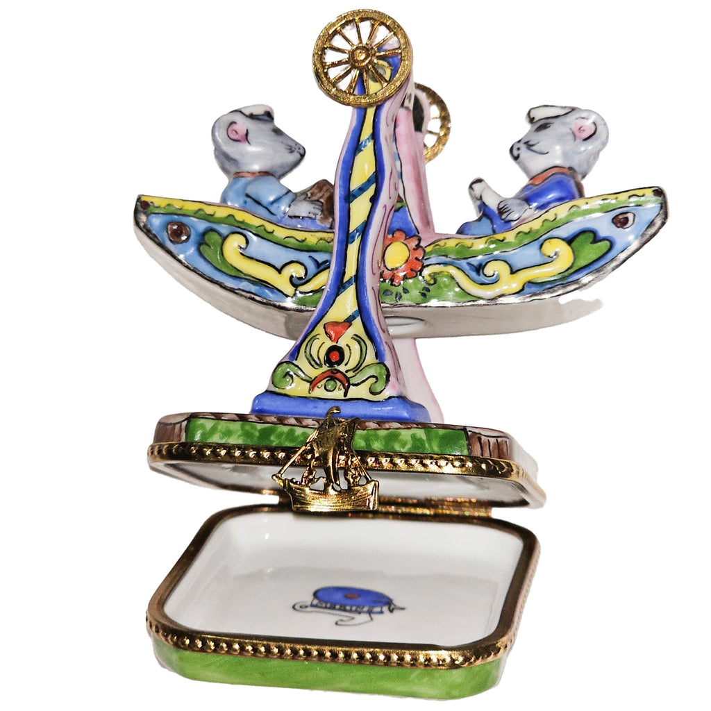 Mice on Carnival Ride Limoges Box, view 2