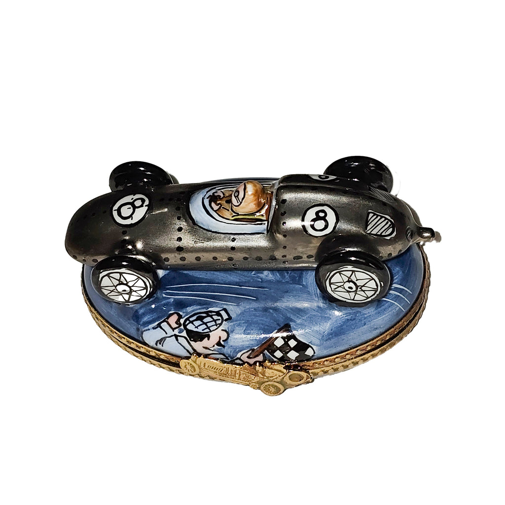 Silver Race Car on Blue Limoges Box Gift for Collectors, view 6