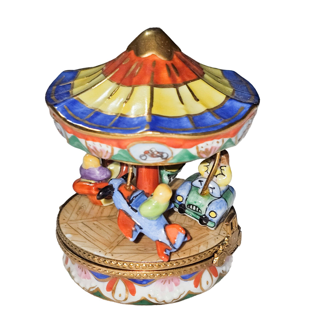 Colorful Carnival Ride MerryGoRound w Kids Limoges Box, view 4