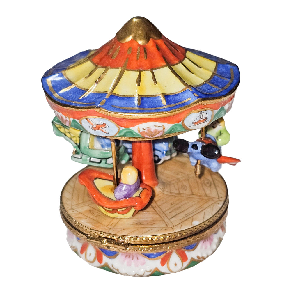 Colorful Carnival Ride MerryGoRound w Kids Limoges Box, view 5