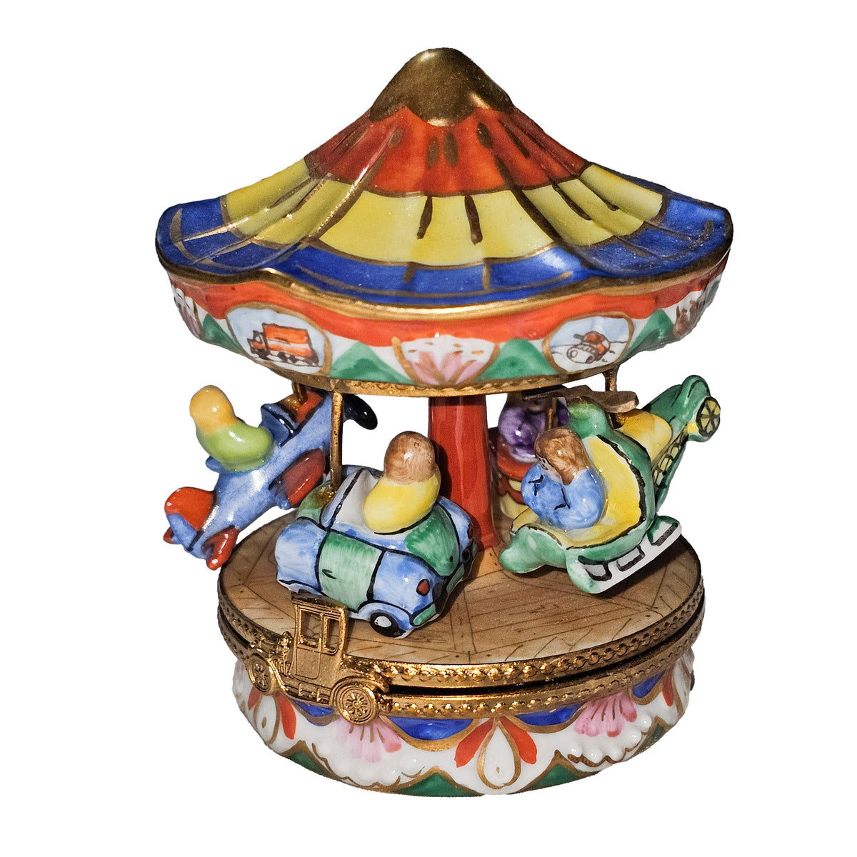 Colorful Carnival Ride MerryGoRound w Kids Limoges Box, view 6