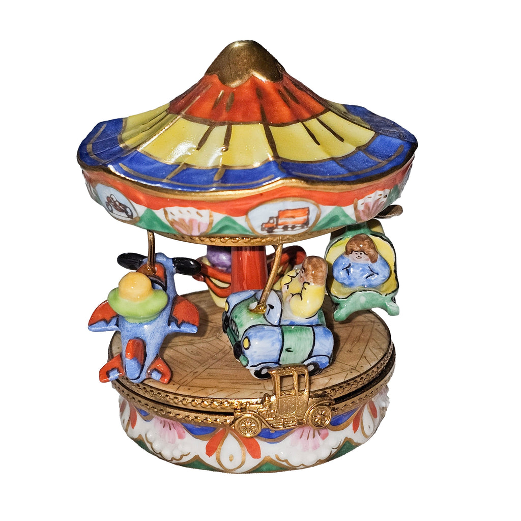 Colorful Carnival Ride MerryGoRound w Kids Limoges Box, view 7