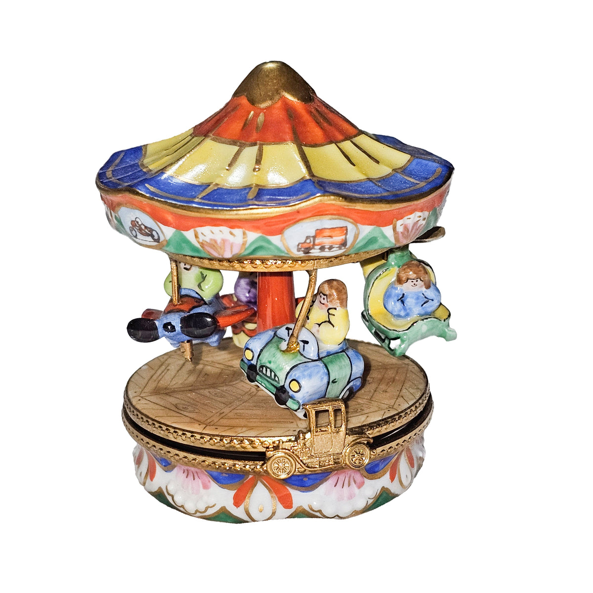 Colorful Carnival Ride MerryGoRound w Kids Limoges Box, view 8
