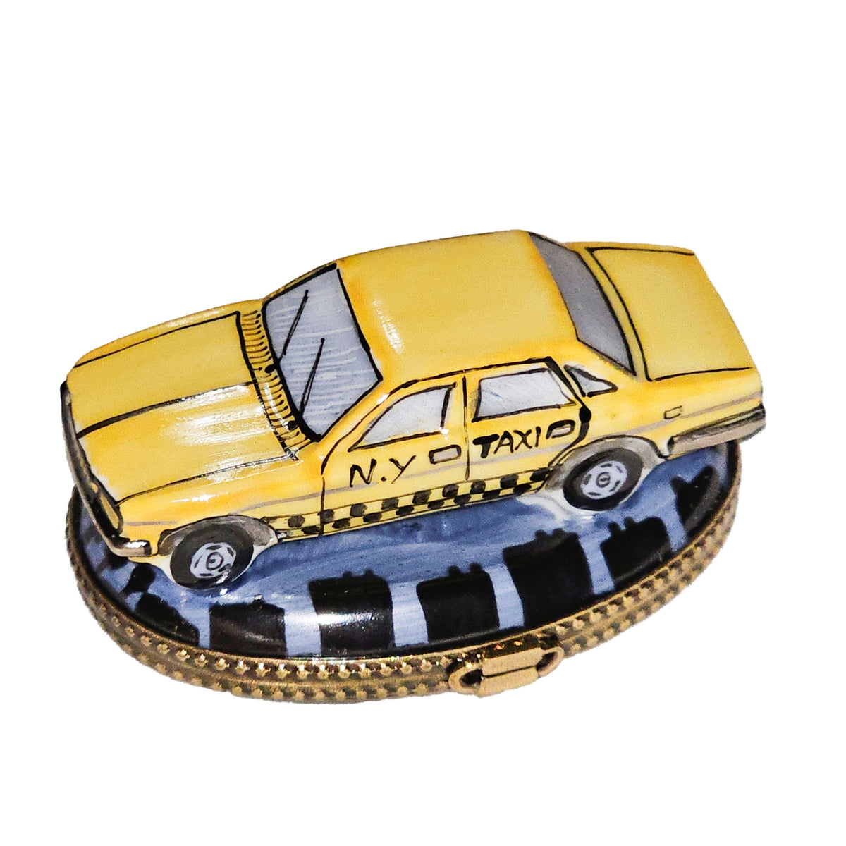 New York Taxi Limoges Box Charm for Collectors Gift, a hand-painted Limoges porcelain gift