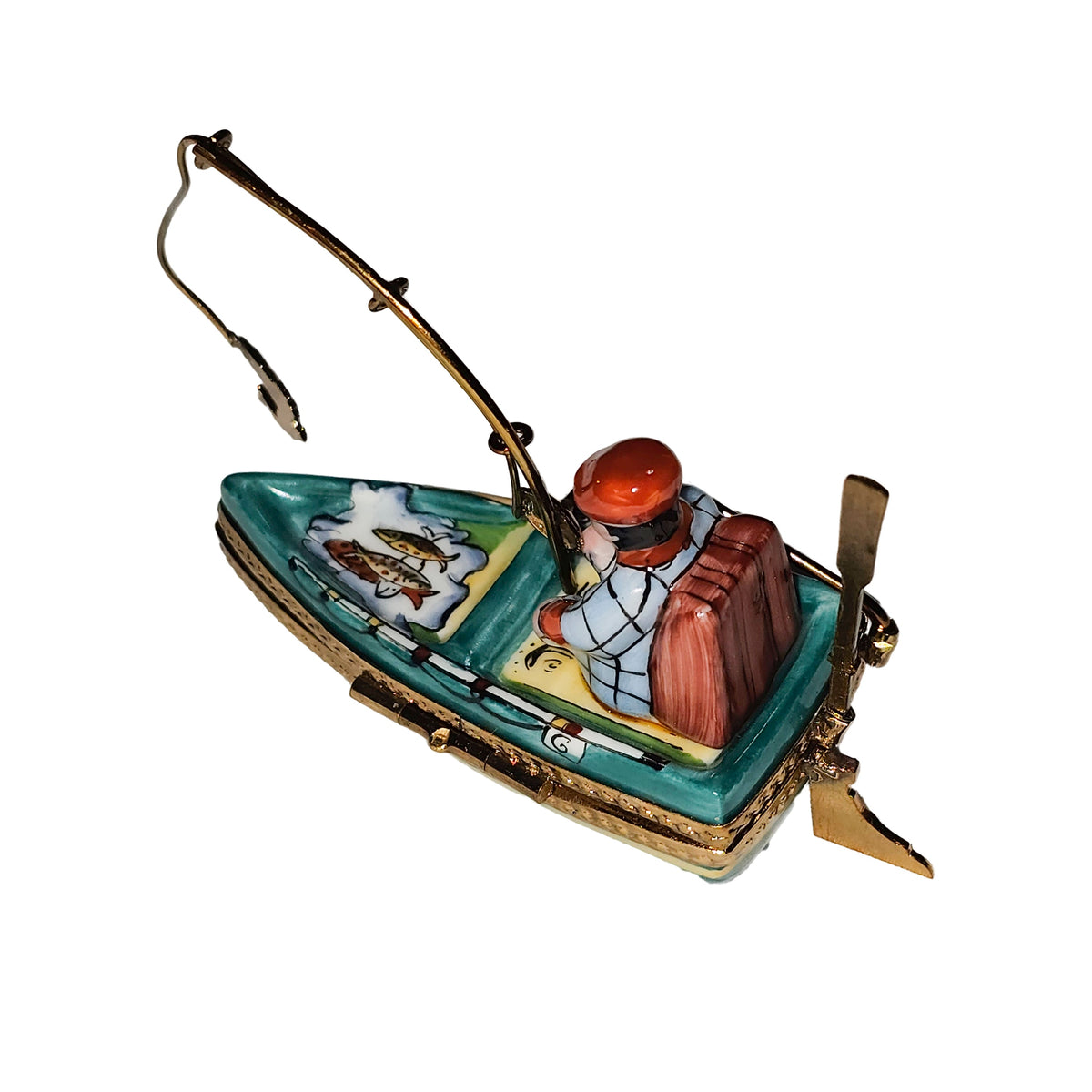 Fisherman in Fishing Boat Limoges Box, view 4