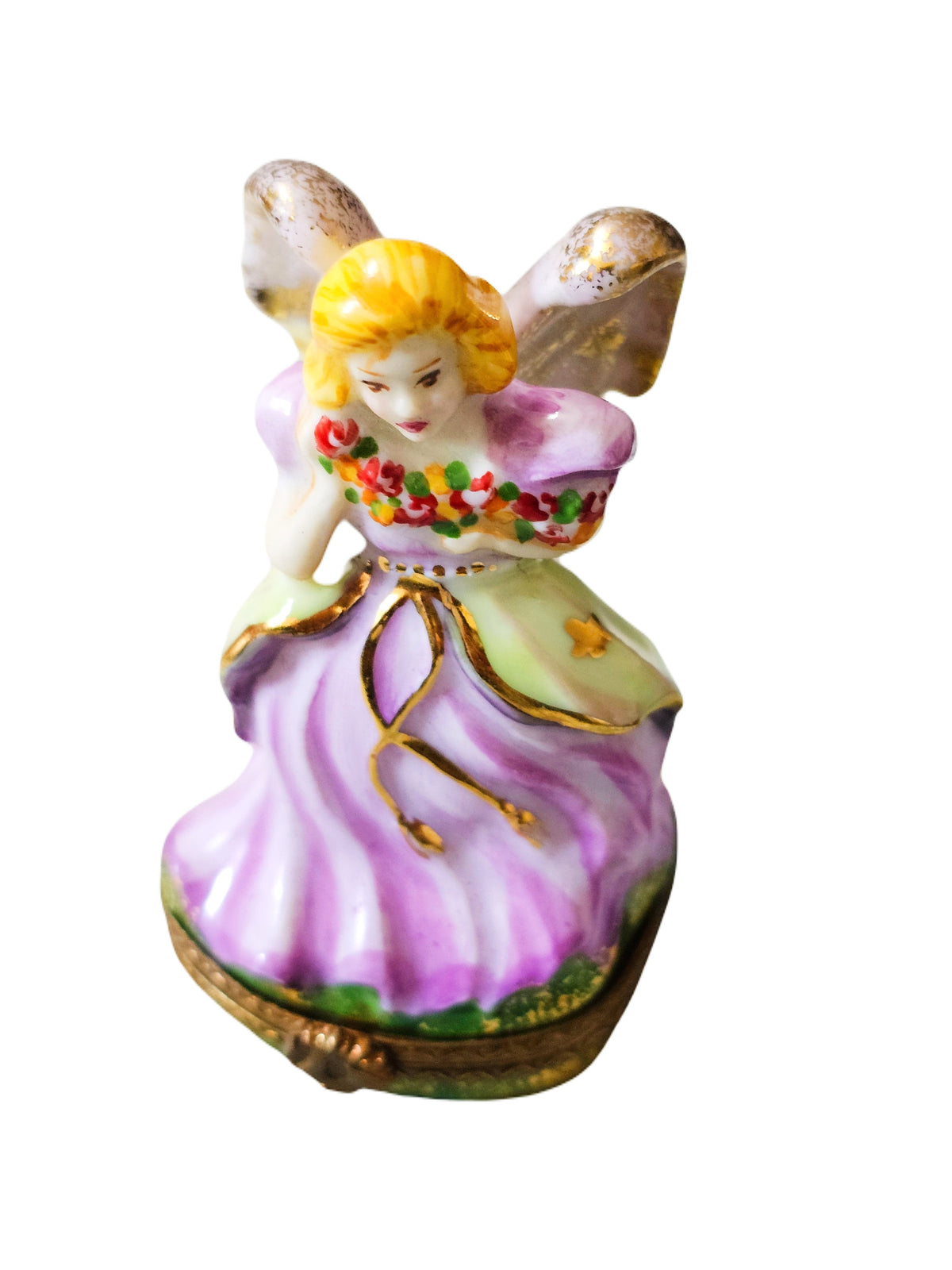 Pink Angel w Flowers Limoges Figurine, view 3