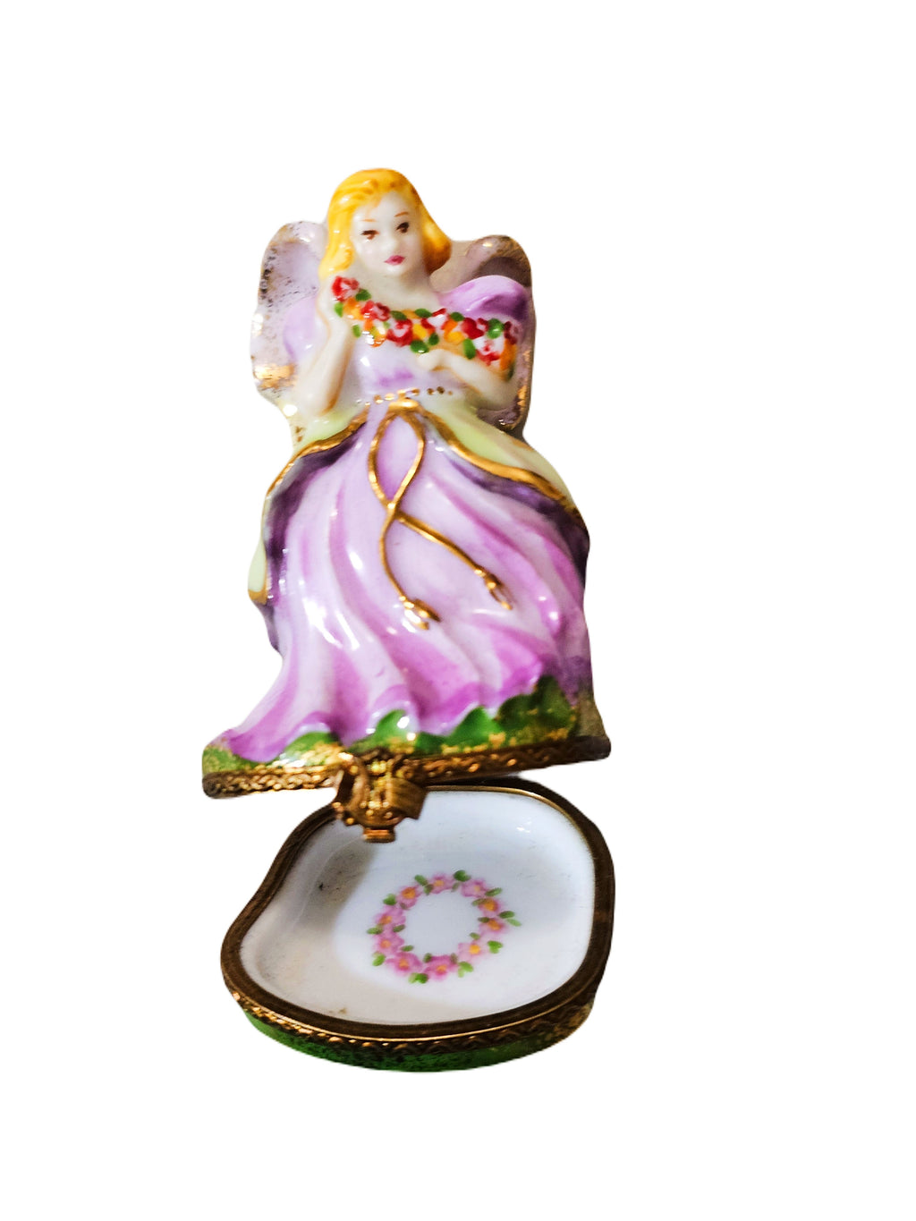 Pink Angel w Flowers Limoges Figurine, view 5