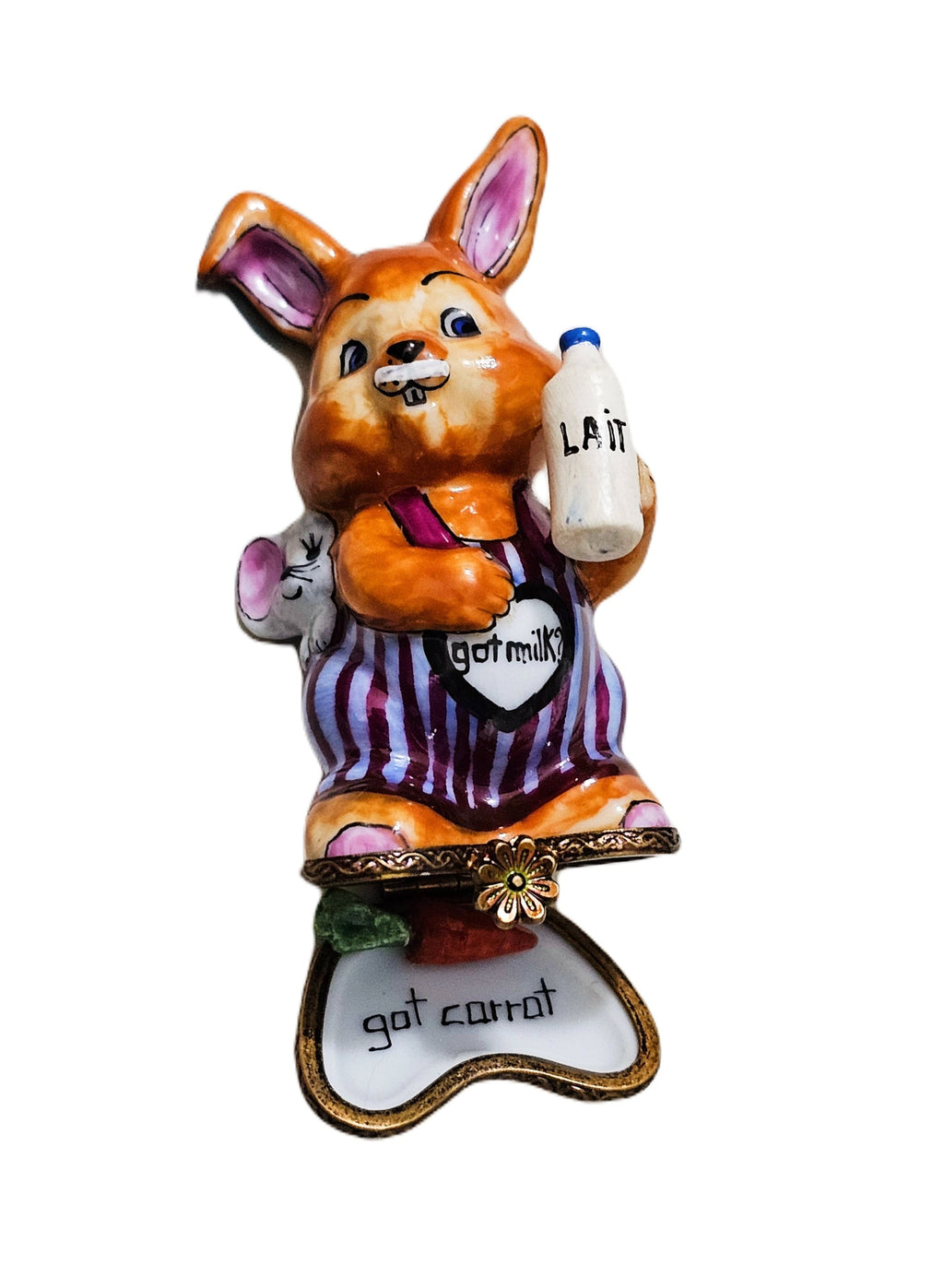Rabbit w Carrot Got Milk Figurine, view 2