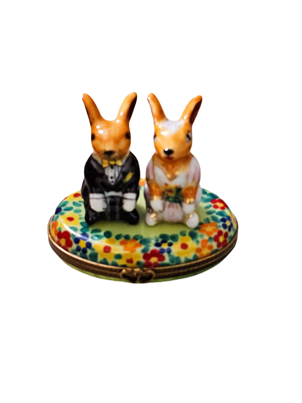 Wedding Rabbits Porcelain Art Object, a hand-painted Limoges porcelain gift
