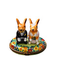 Wedding Rabbits Porcelain Art Object, a hand-painted Limoges porcelain gift