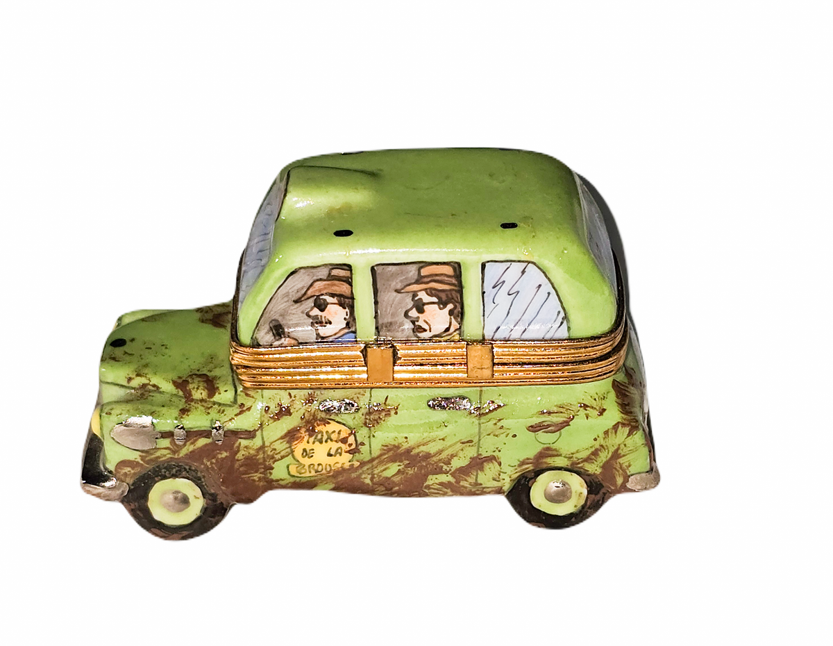 Jungle Adventure Taxi Car for Urban Explorers, a hand-painted Limoges porcelain gift