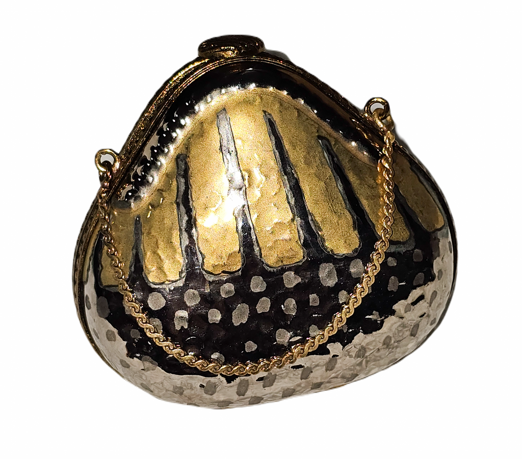 Gold Silver Purse Limoges Box Collectible, a hand-painted Limoges porcelain gift