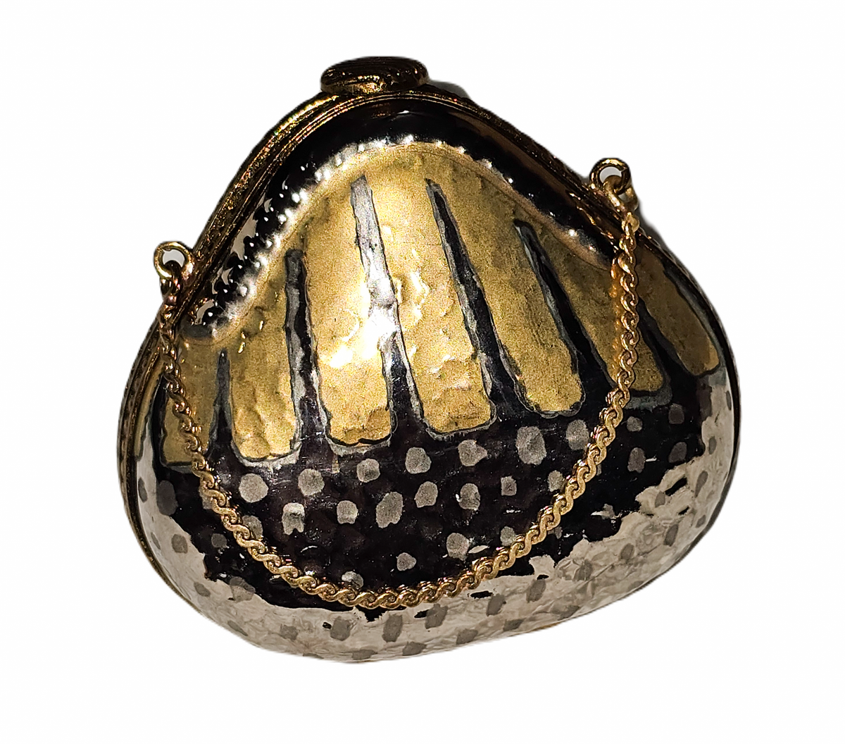 Gold Silver Purse Limoges Box Collectible, a hand-painted Limoges porcelain gift