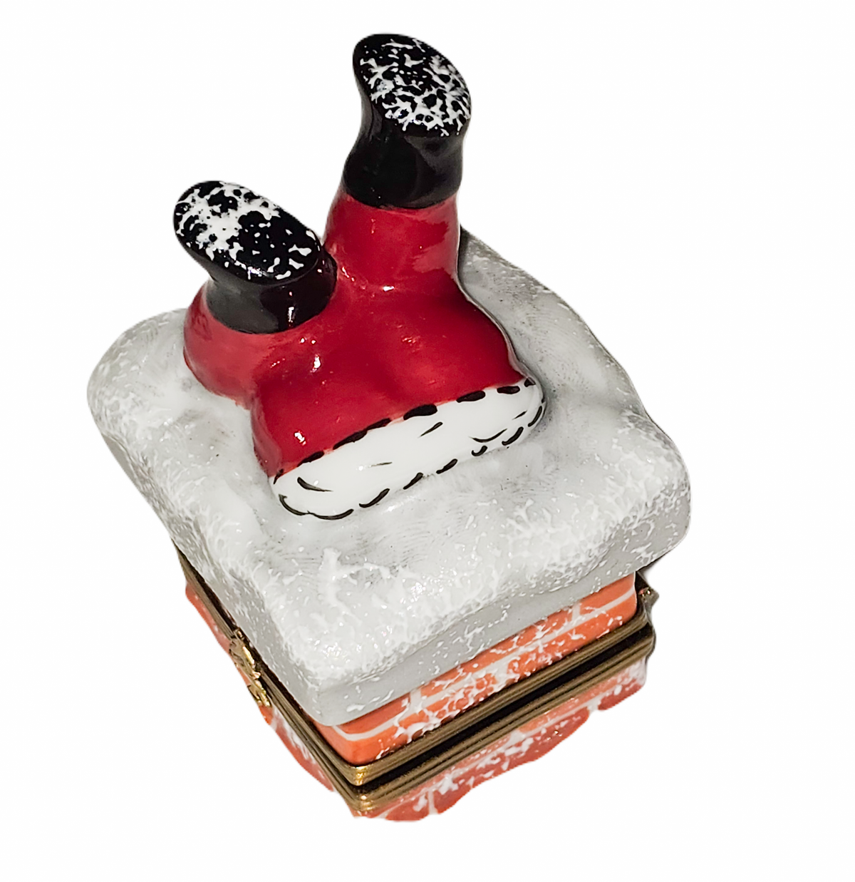 Santa Stuck in Chimney Limoges Box, view 3