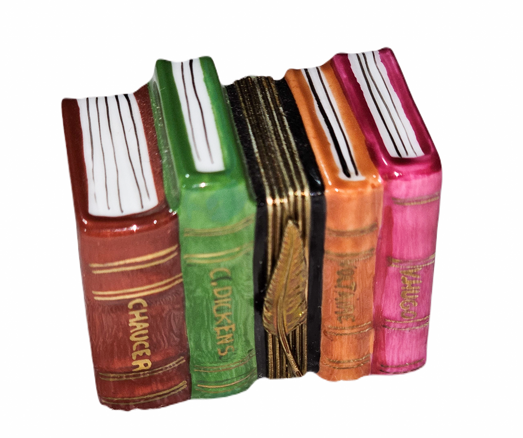 Stacked Literature Books Limoges Box for Book Lovers Gift, a hand-painted Limoges porcelain gift