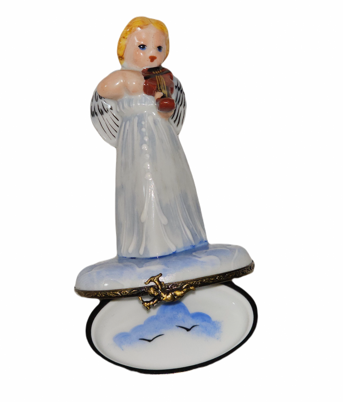 Blue Angel w Violin Limoges Box Gift, view 2