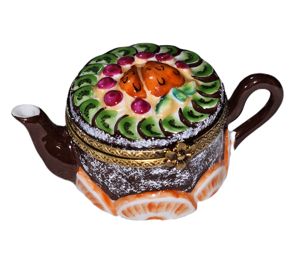 Vibrant Fruit Teapot for Tea Lovers, a hand-painted Limoges porcelain gift