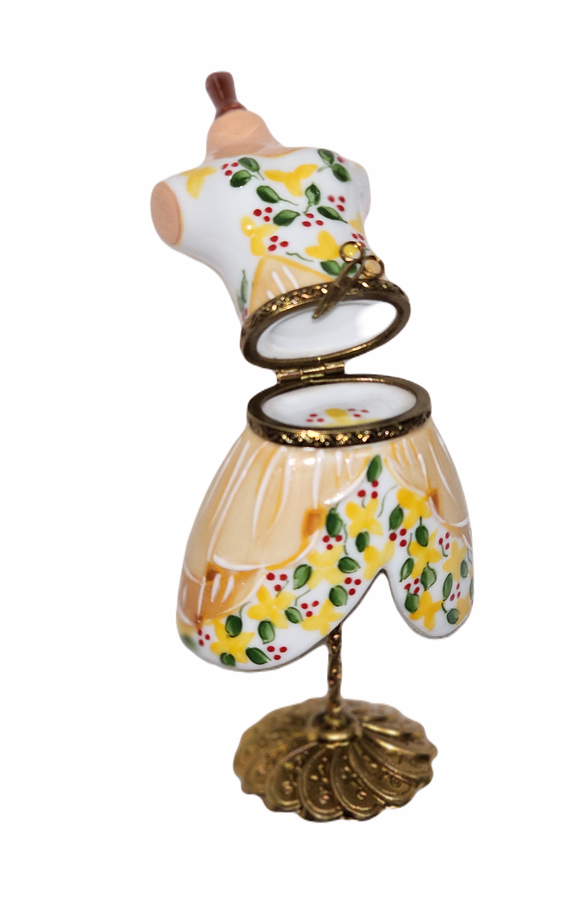 Yellow Dress on Mannequin Form Limoges Box, view 2