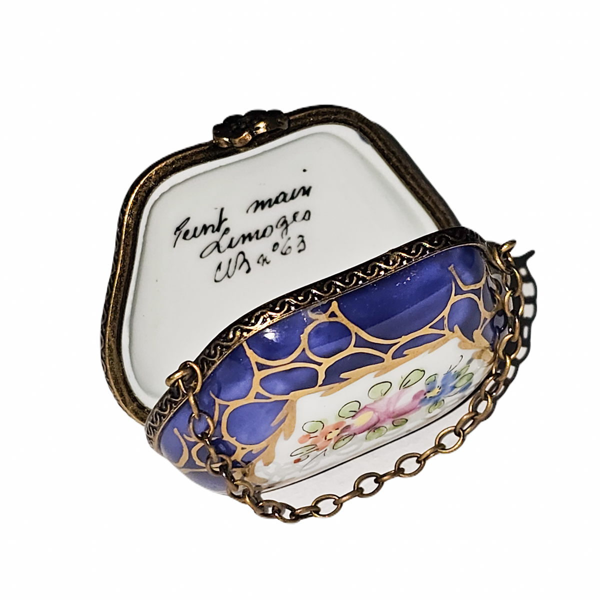 Dark Blue Purse w Crackle Gold Box, view 2