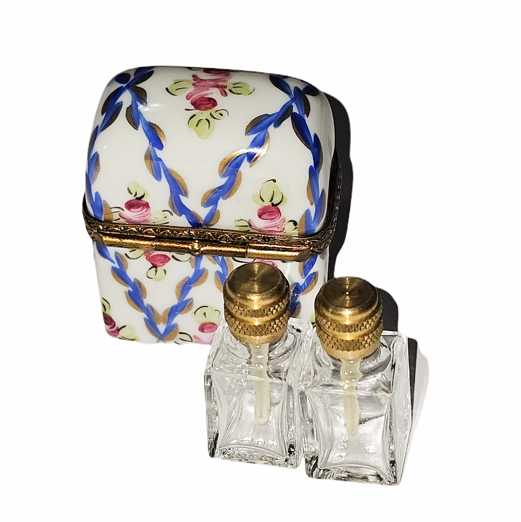 Blue Pink Flowers Double Perfume Box for Elegant Decor, view 3