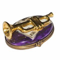 New Orleans Jazz Trumpet on Purple Base, a hand-painted Limoges porcelain gift