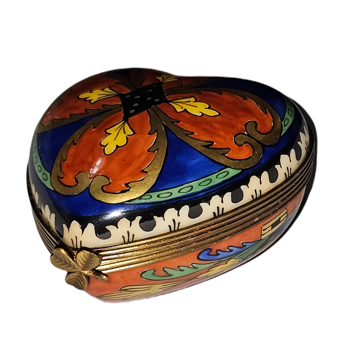 Dazzling Blue Orange Heart Porcelain Art Object, view 3