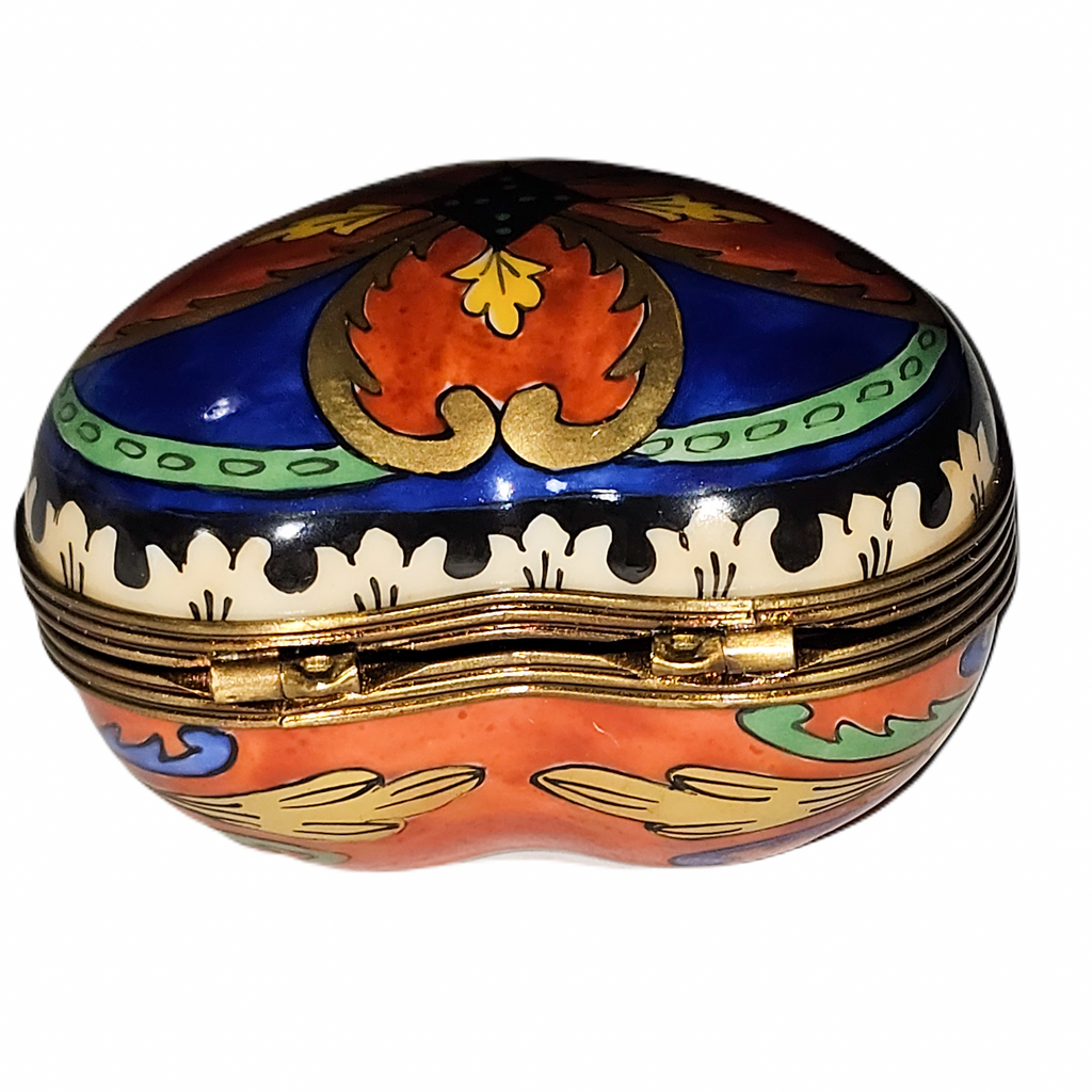 Dazzling Blue Orange Heart Porcelain Art Object, view 2