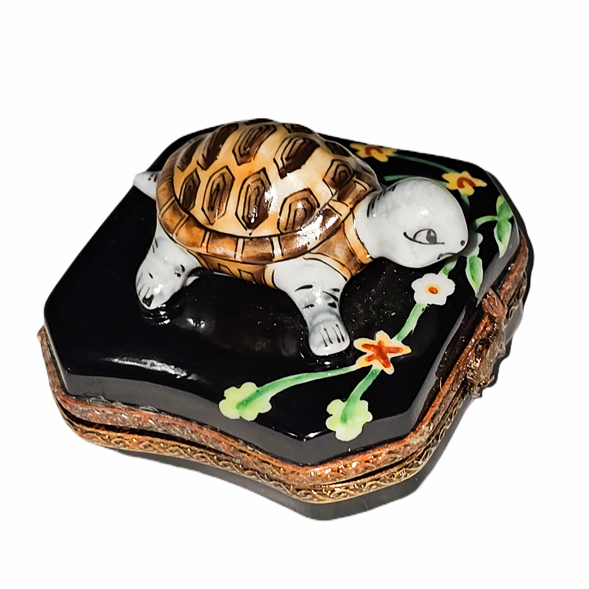 Turtle with Flowers Limoges Box, view 3