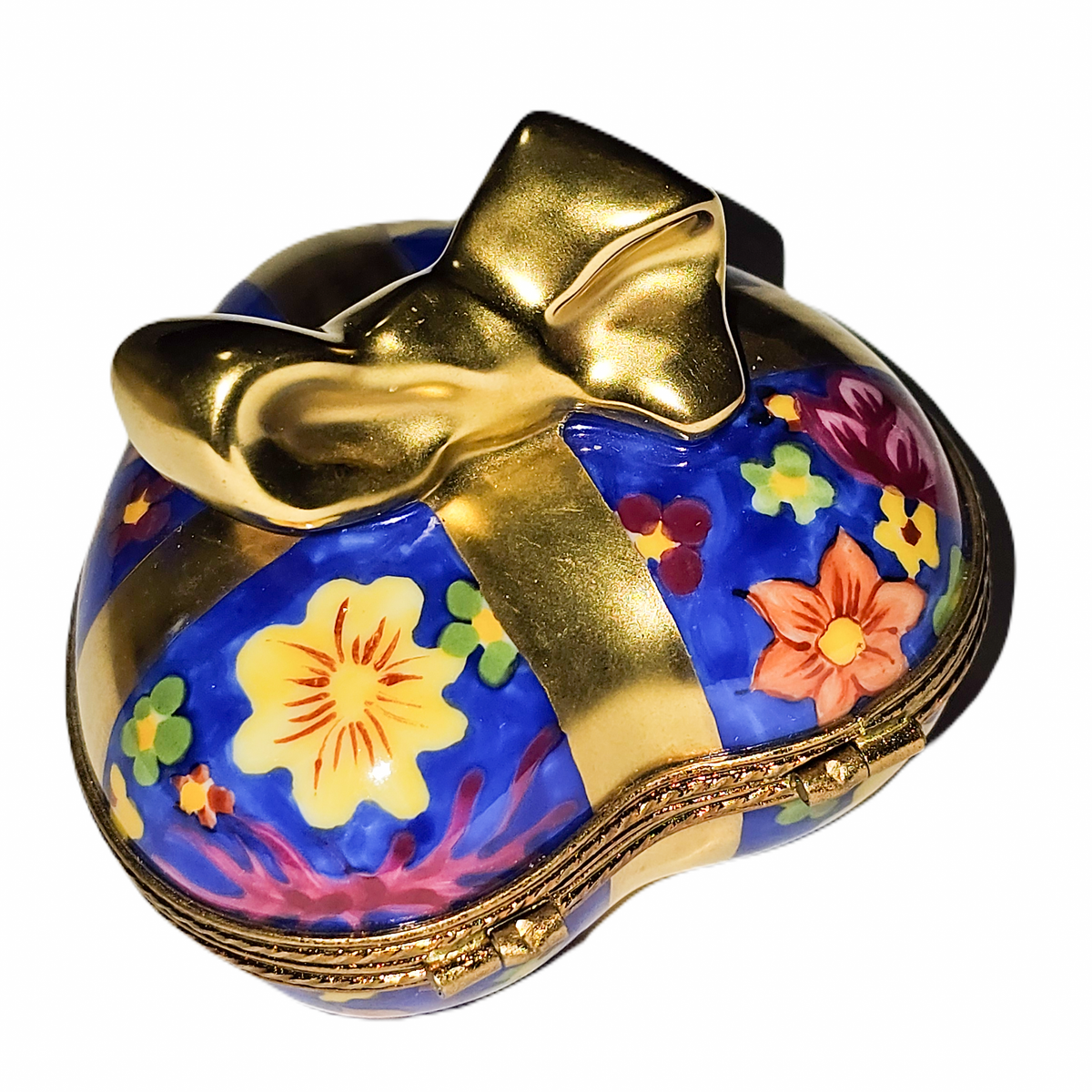 Blue Heart Flowers Gold Bow Limoges Box, view 4