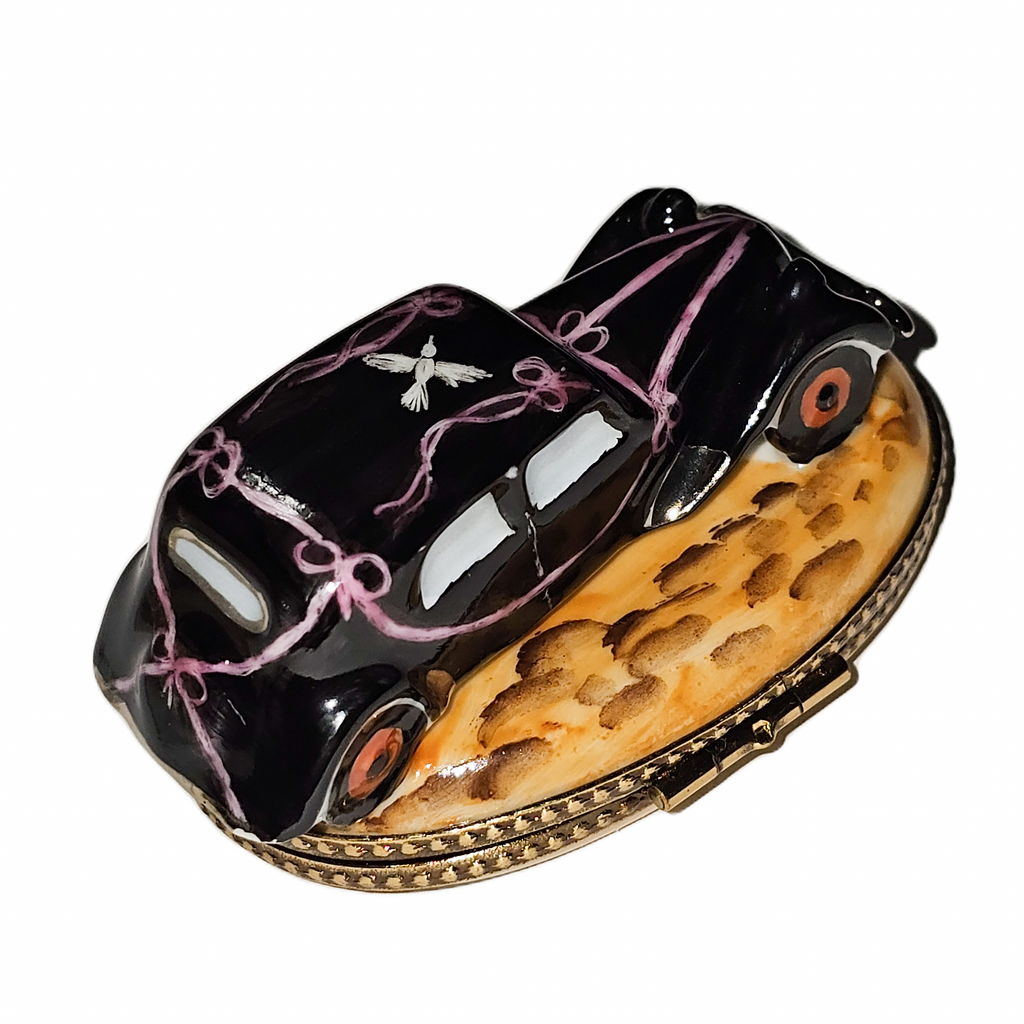 Just Married Black Car Limoges Box, view 3