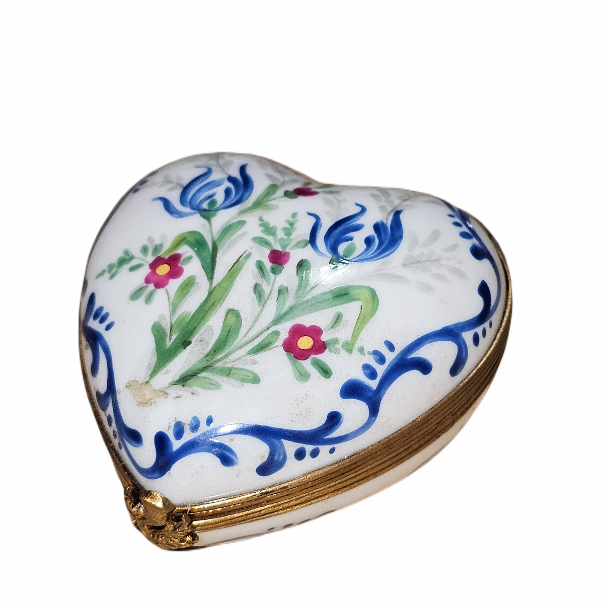 Blue Flowers Heart Limoges Box for Romantic Keepsake, view 3