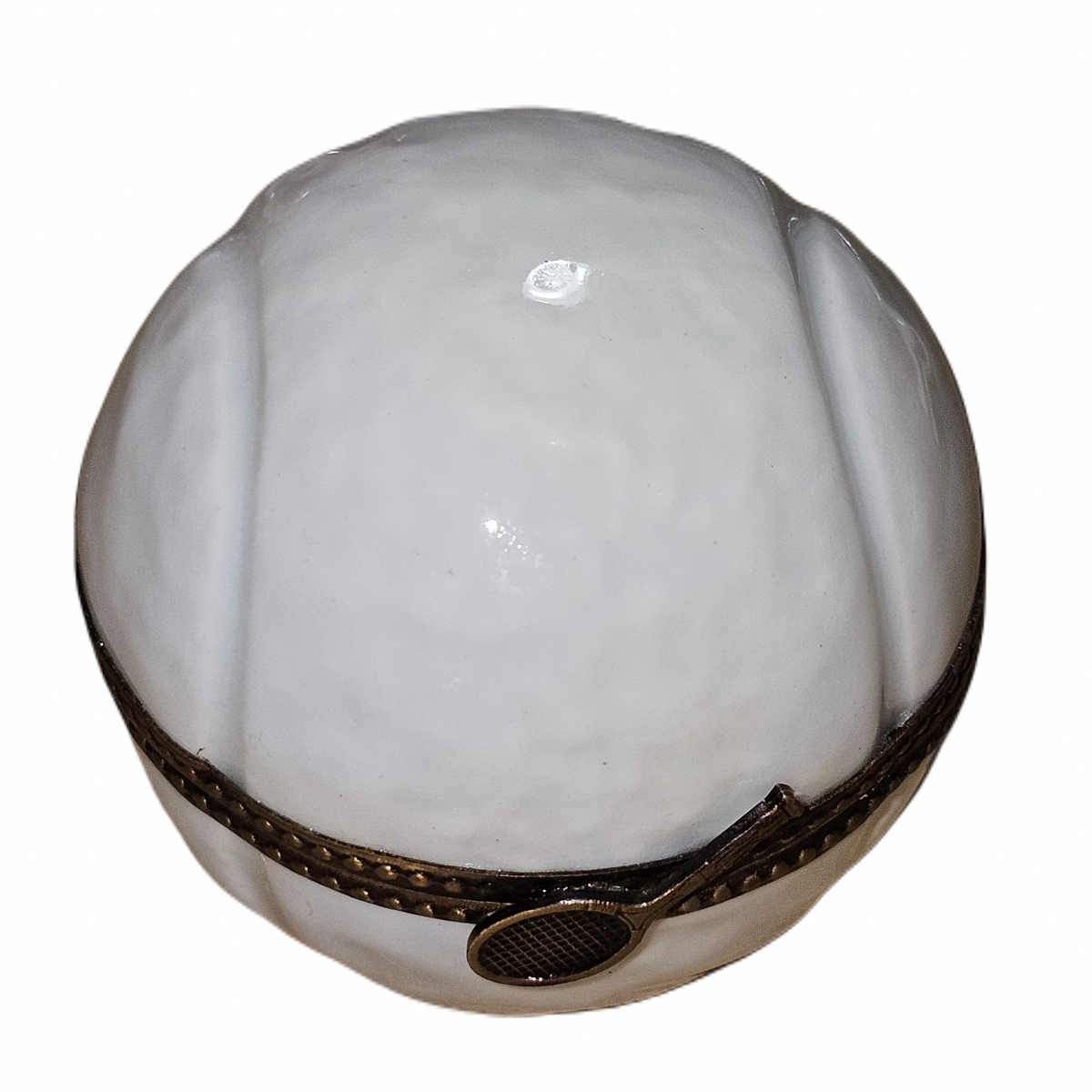 White Tennis Ball Porcelain Art Object for Collectors Limoges, a hand-painted Limoges porcelain gift