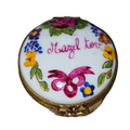Mazel Tov Mini Round Good Luck Box, a hand-painted Limoges porcelain gift