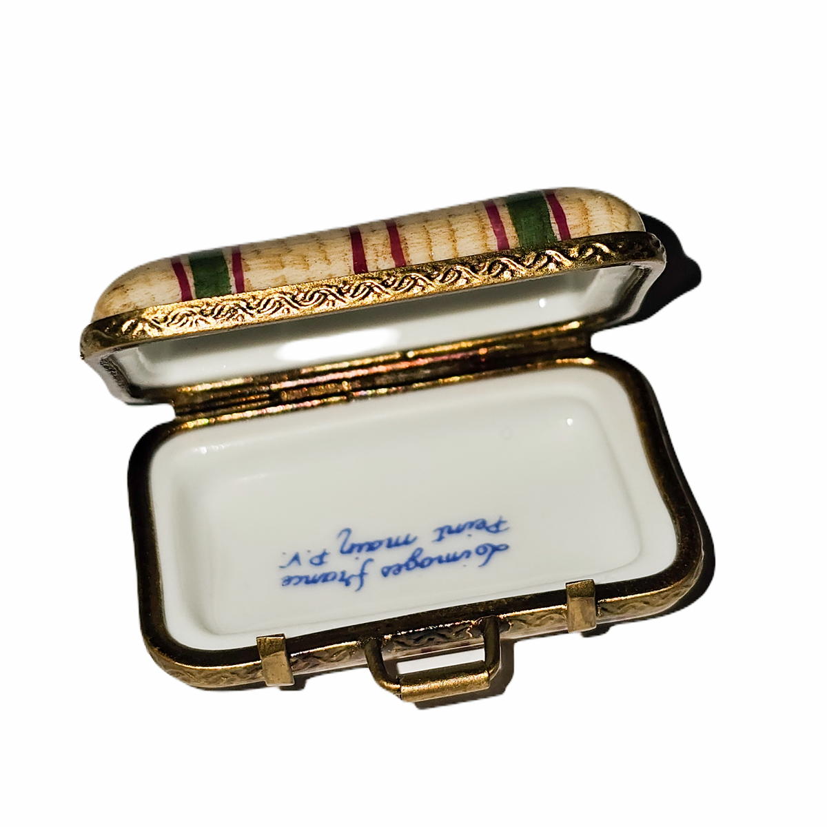 Plaid Suitcase Limoges Box for Collectors, view 2
