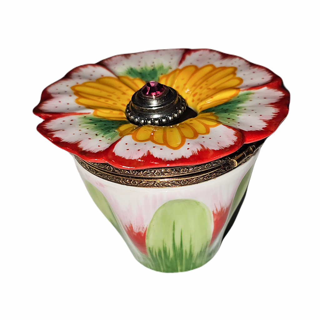 Yellow Flower w Perfume Heart Inside, a hand-painted Limoges porcelain gift
