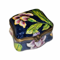 Orchid Limoges W Dark Blue Background, a hand-painted Limoges porcelain gift
