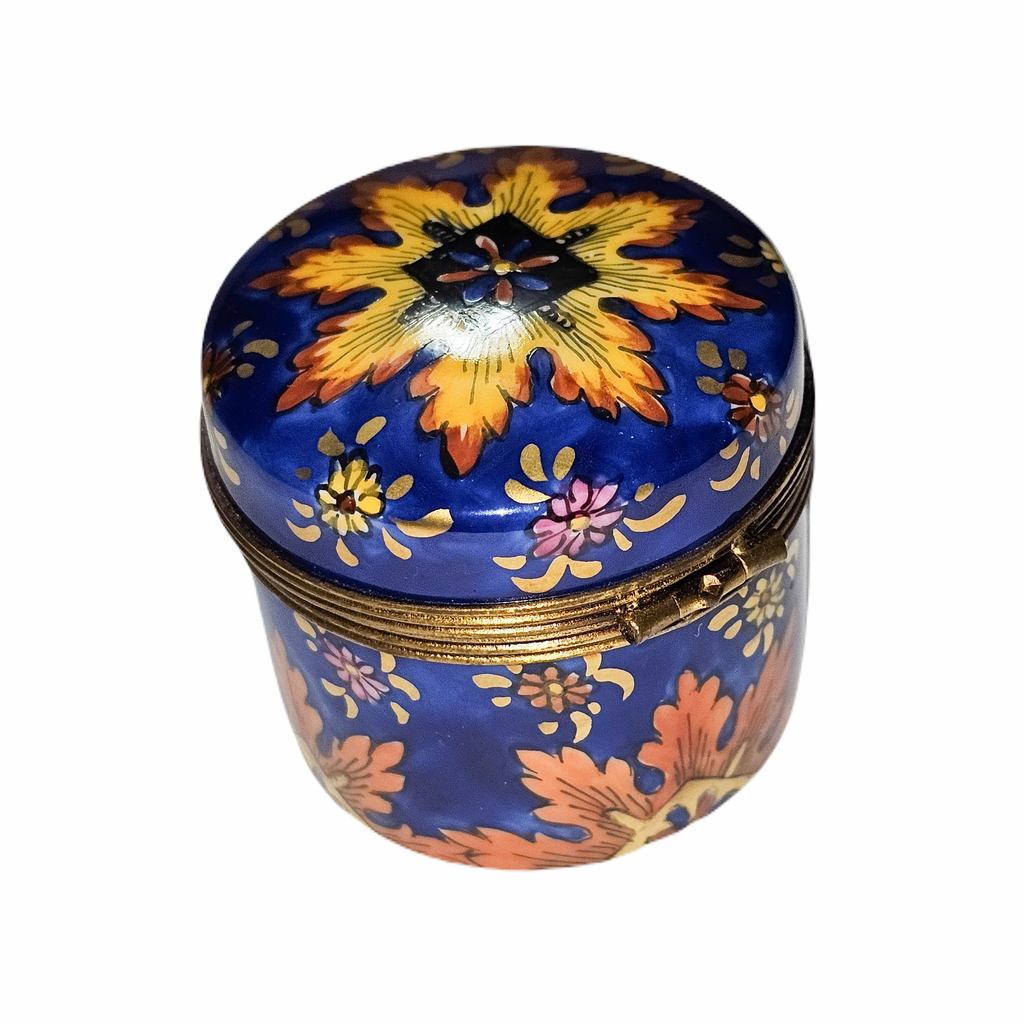 Dark Blue Fire Flower Tall Blue Limoges Porcelain Art Object, view 3