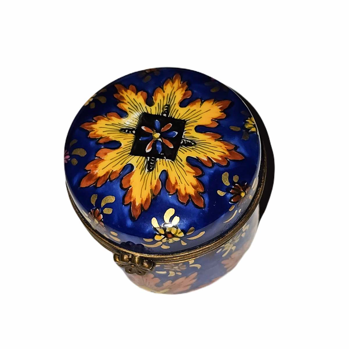 Dark Blue Fire Flower Tall Blue Limoges Porcelain Art Object, view 4