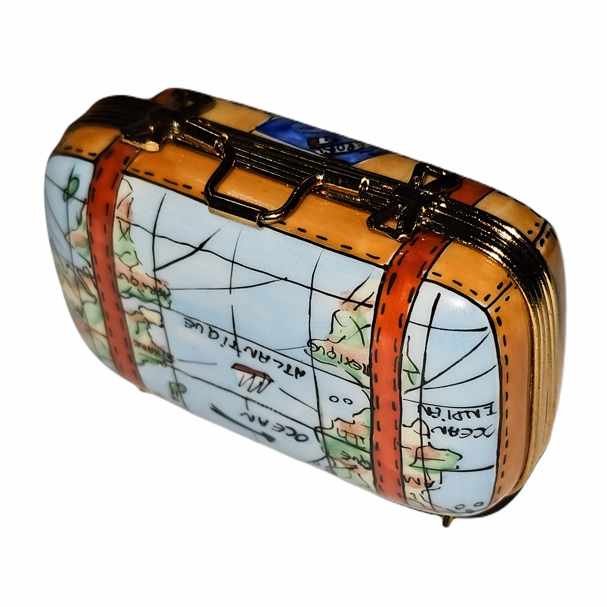 Vintage Suitcase w Plates Inside Limoges Box, view 4