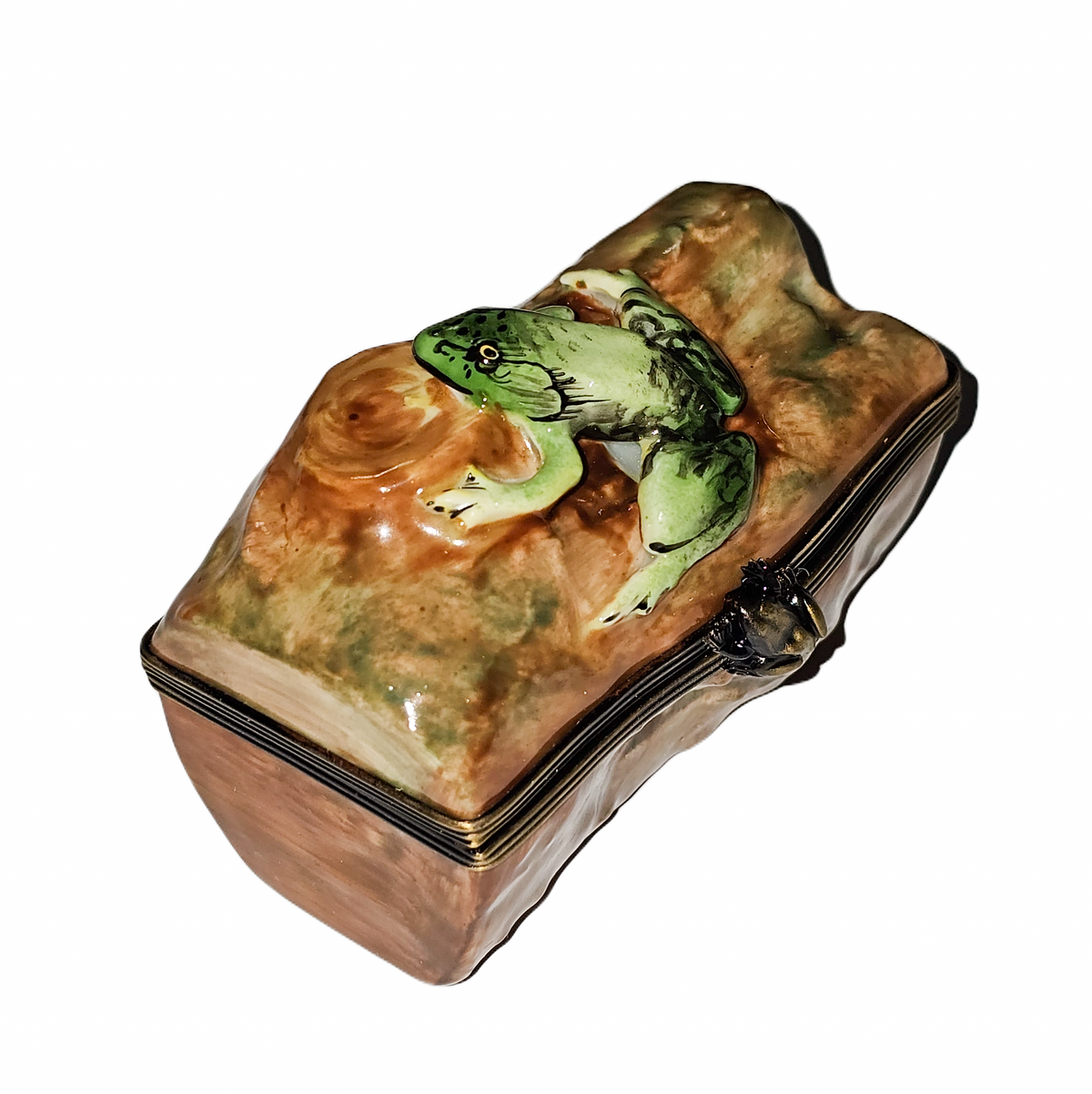 Large Frog on a Log Limoges Box, view 4