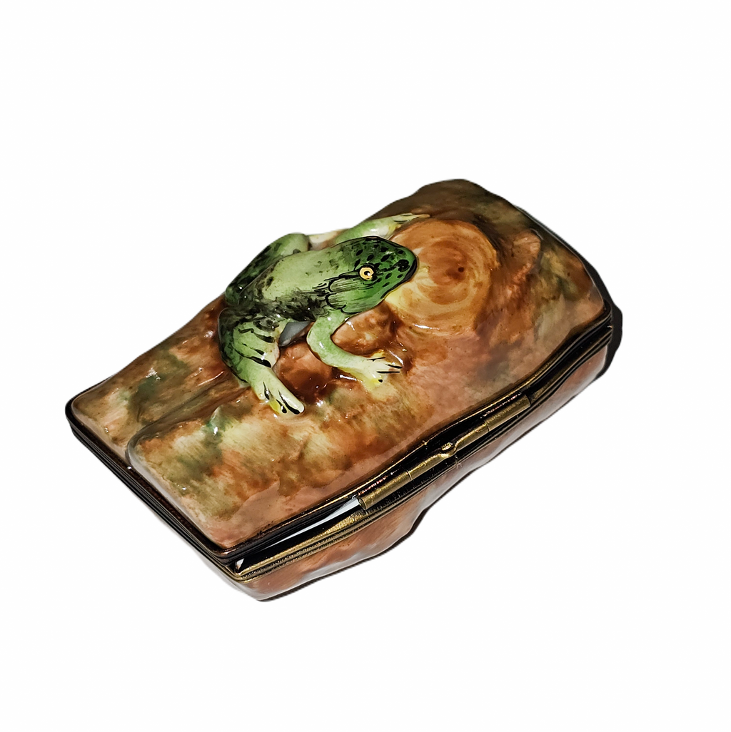 Large Frog on a Log Limoges Box, view 3