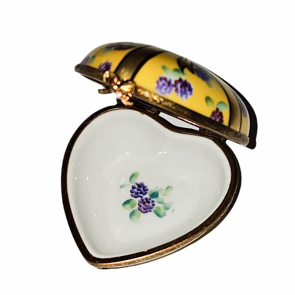 Yellow Heart w Flowers and Bow Gift Box, view 2