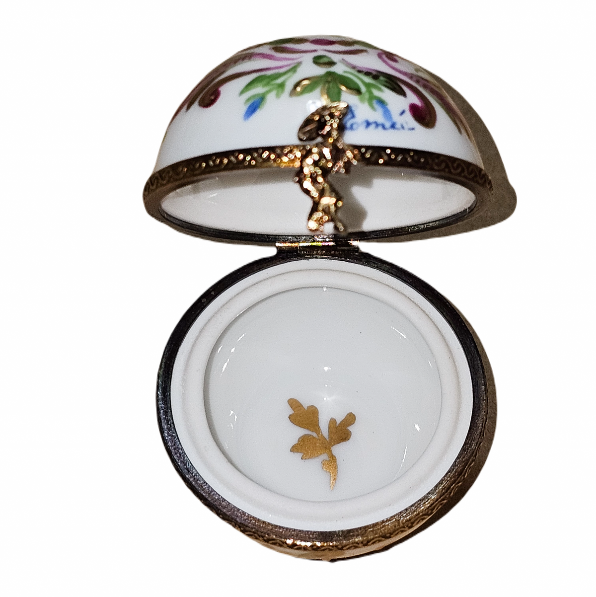 White Mini Round w Pink Flowers, view 2