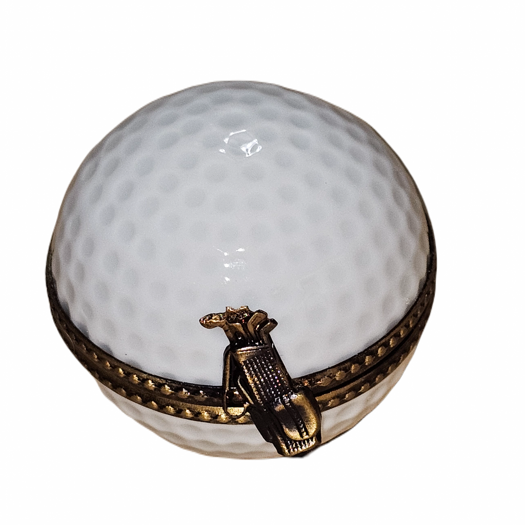 Golf Ball w Flag Inside Porcelain Art Object, a hand-painted Limoges porcelain gift