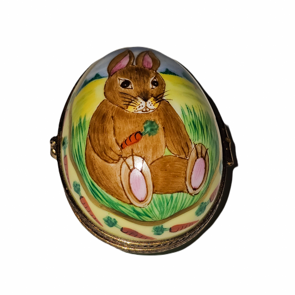 Brown Rabbit Painted on Egg w Rabbit figure, view 3