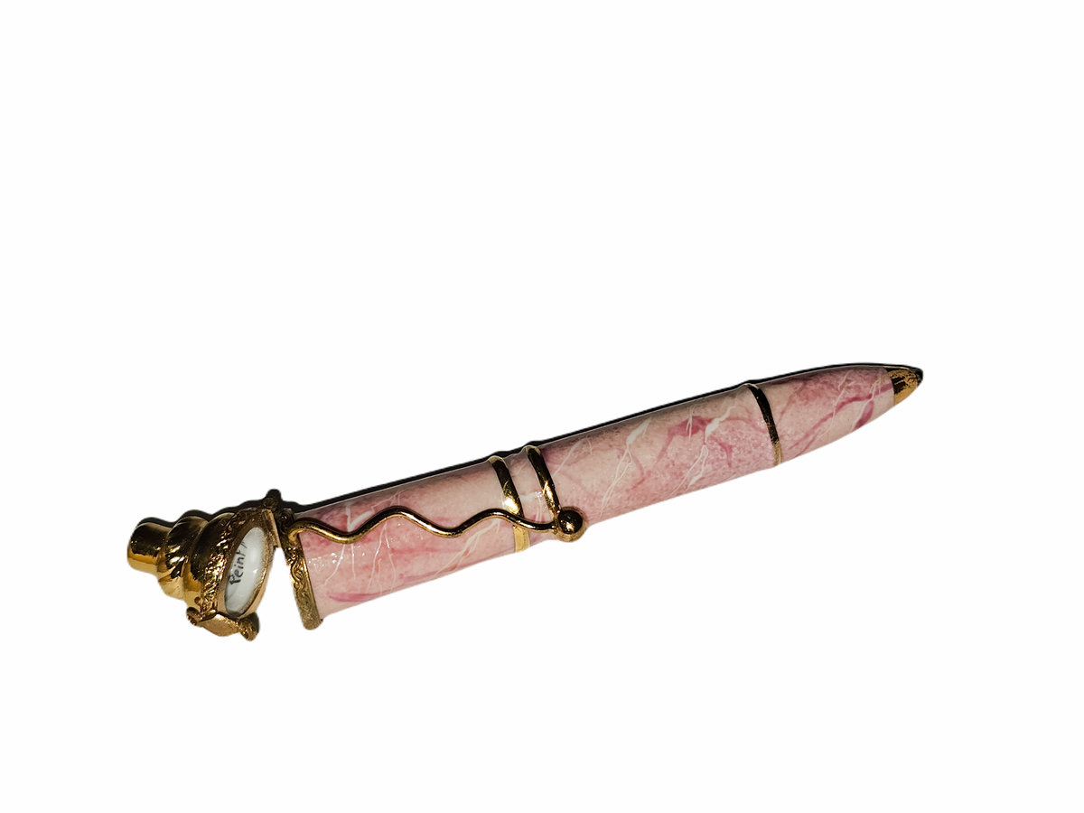 Elegant Pink Pen Limoges Box, view 2
