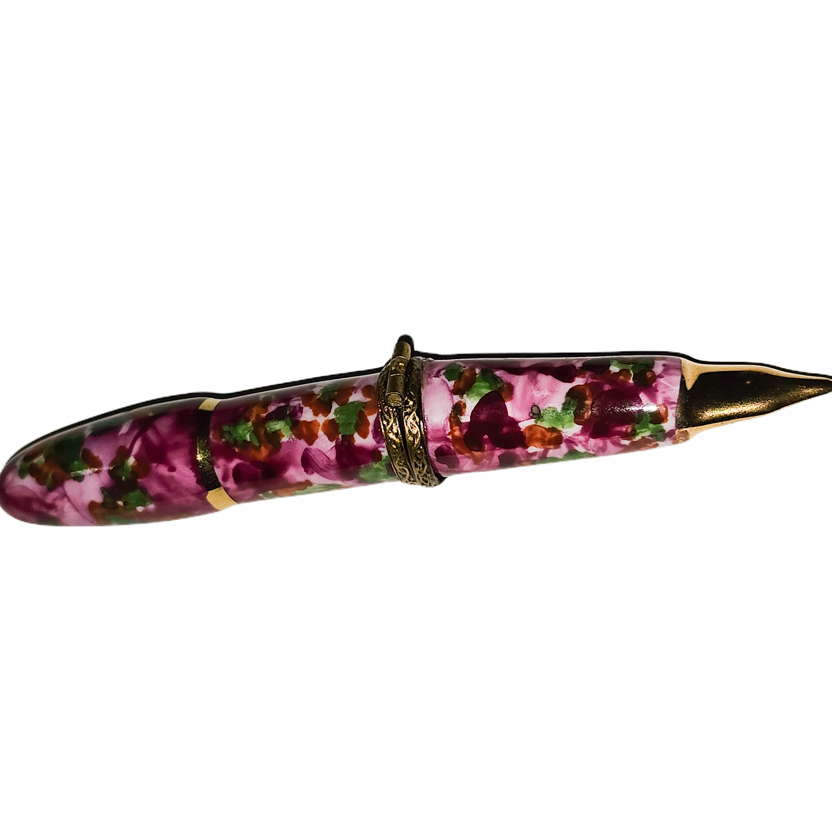 Hot Pink Swirl Fountain Pen Limoges Box, view 3