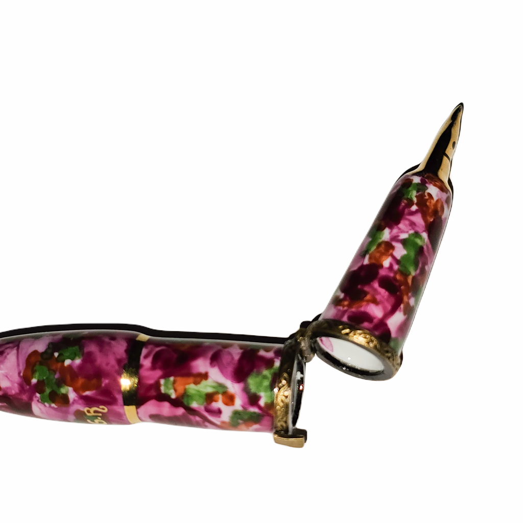 Hot Pink Swirl Fountain Pen Limoges Box, view 2