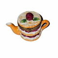 Raspberry Cake Teapot Box for Tea Lovers, a hand-painted Limoges porcelain gift
